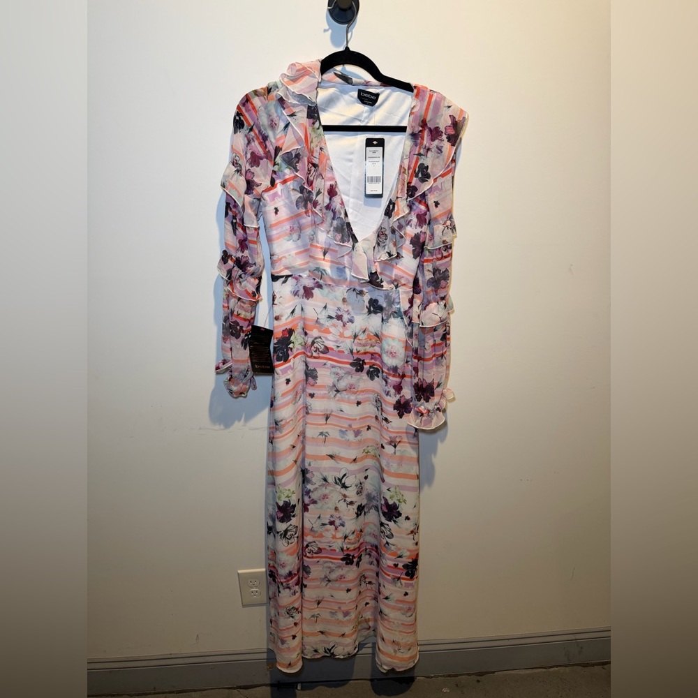 bebe Multicolor Floral Long Sleeve Dress